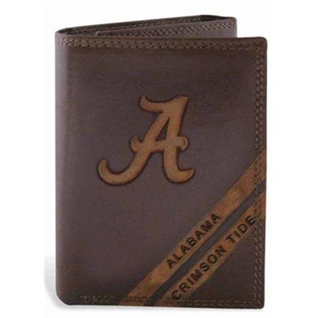 ZEPPELINPRODUCTS ZeppelinProducts UAL-IWD2-BRW Alabama Trifold Debossed Leather Wallet UAL-IWD2-BRW